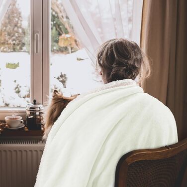 Плед Utopia Bedding з штучного хутра Sherpa, 200 x 150 см - теплий, двосторонній, для ліжка, дивана, кемпінгу та подорожей (228x228 см, слонова кістка)