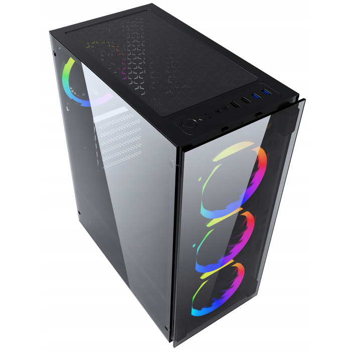 Корпус для комп'ютера Gembird Fornax 1500 RGB Midi Tower, загартоване скло, 4 вентилятори
