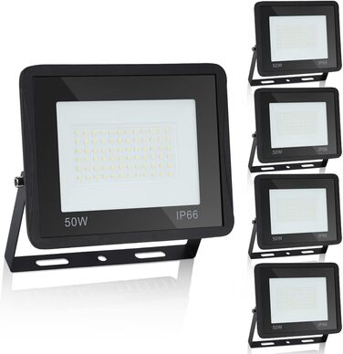 Зовнішній LED-прожектор Ikodm 30Вт, тепле біле світло 3000K, водонепроникний, комплект 5 шт., для двору, саду, гаража, спортмайданчика, надяскравий 2250Лм
