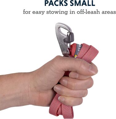 RUFFWEAR Dog Lead Hi & Light, Strong Lead with integrated storage pouch and secure Crux-Clip closure, compactly foldable to pocket size, (Salmon Pink)