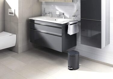 Сміттєвий відер з педаллю Durable 12L, металевий круглий кошик з системою плавного закривання та виймаючим внутрішнім відром, антрацит, 1 шт