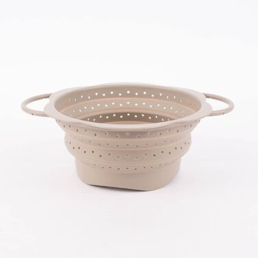 Складаний друшляк Kochblume M, преміум силікон, BPA Free, термостійкий, для кухні, посудомийна машина, компактний, колір: тауп
