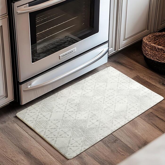 Килим Leesentec для вітальні та спальні: геометричний, антиковзаючий, короткий ворс, бежевий, 80x120 см