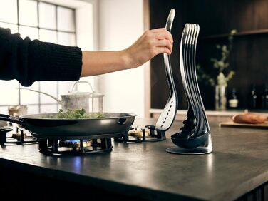 Набір кухонних аксесуарів Joseph Joseph Nest 5 шт. з магнітною підставкою, чорний/нержавіюча сталь, для компактної організації кухні, стійкий до миття в посудомийній машині