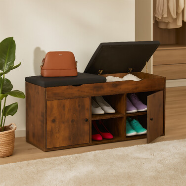 Shoe Bench with Folding Seat