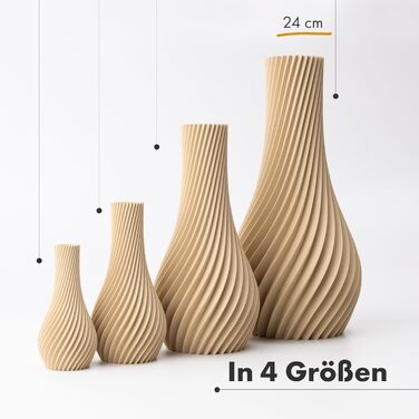 Ваза NATUMO Design 'Longi' – сучасна декоративна ваза з міцного пластику (бежева, 24 см)