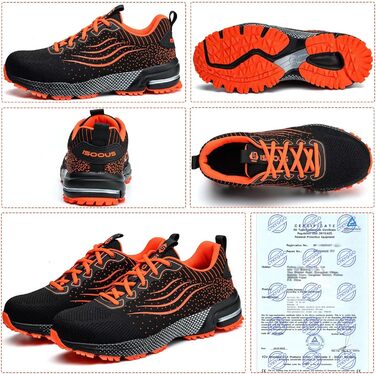 Черевики робочі чоловічі/жіночі, захисні, спортивні, з металевим носком, амортизація, неслизькі (45 EU, помаранчевий)