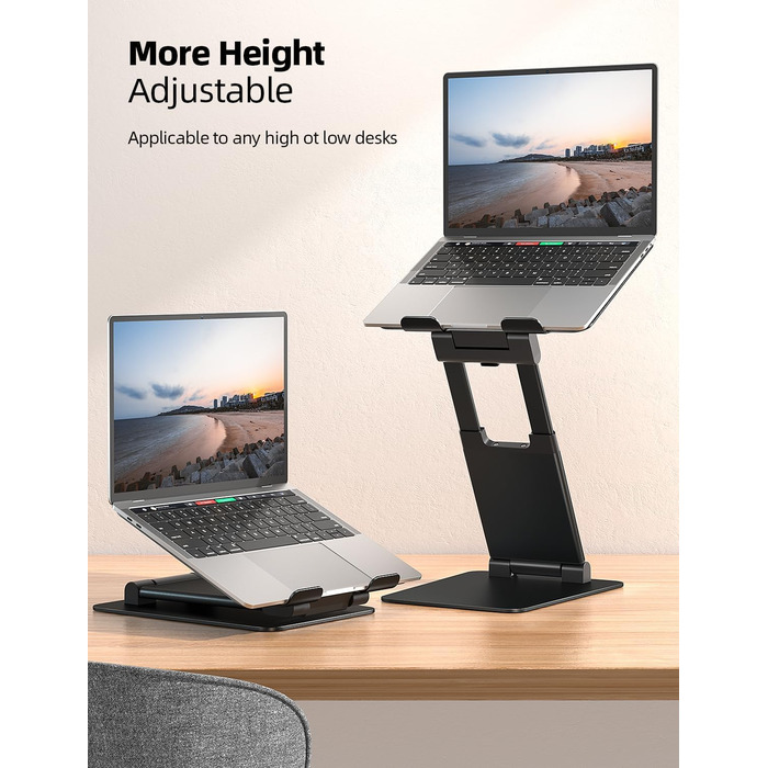 Підставка для ноутбука NULAXY, регульована висота, чорна. Сумісна з MacBook та іншими ноутбуками 10-17