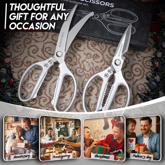 Набір кухонних ножиць DRAGON RIOT Stabile: 2 шт. (японська сталь), для м'яса, птиці, кісток. Нержавіюча сталь, гострі