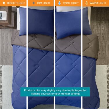Комплект постільної білизни Comfort Spaces Vixie з ефектом демісезонності, стеганий, геометричний дизайн, чорний/сірий (Twin/Twin XL)