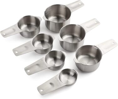 Stainless Steel Measuring Cup and Spoon Set - 7 Stackable Measuring Cups for Dry and Liquid Ingredients