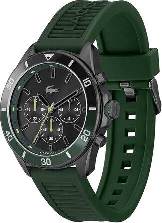 Годинник чоловічий Lacoste Chronograph Quarz TIEBREAKER з зеленим силіконовим браслетом 2011153