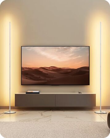 LED торшер Edishine 2 шт. з диммуванням, тепле світло 3000K, регулювання висоти 146 см, з функцією пам'яті, для вітальні, спальні, офісу (срібний)