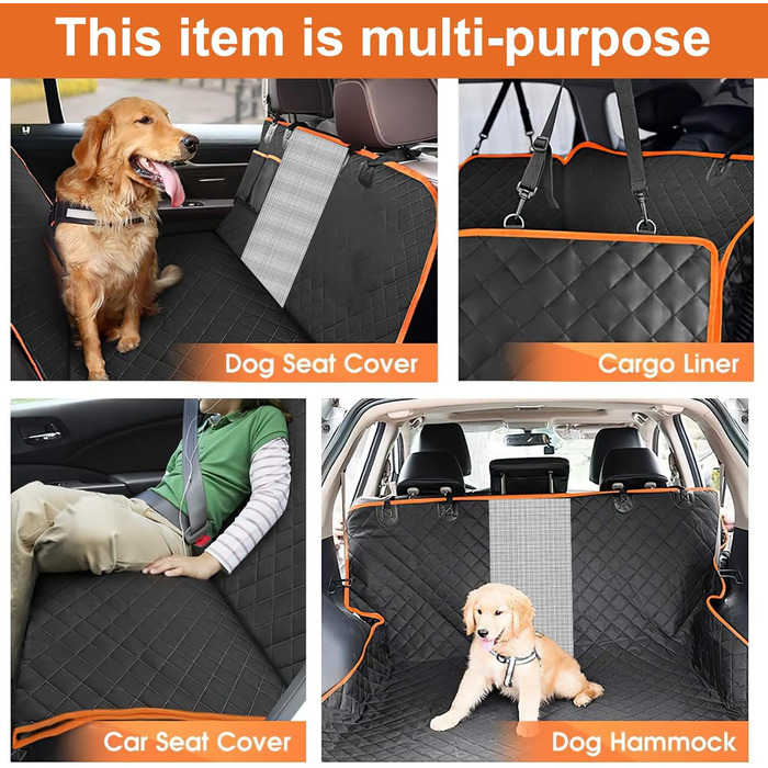 Накладка на сидіння автомобіля для собак, 147 см, водонепроникна, з віконцем, 600D Oxford, для SUV та універсалів