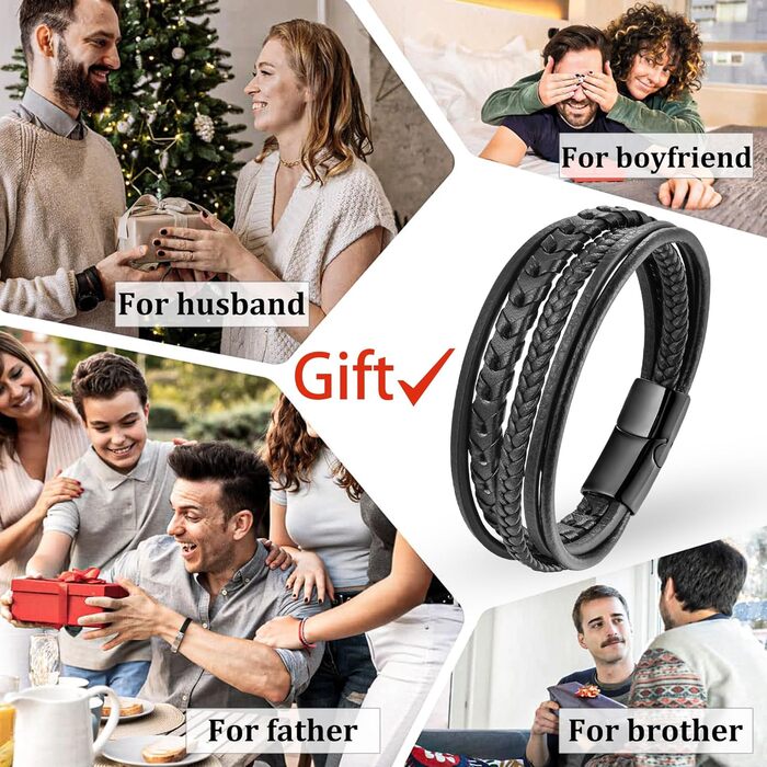 Чоловічий шкіряний браслет ручної роботи, чорний, коричневий, синій. Браслет на руку 21 см. Чудовий подарунок талоту на День батька. Ювелірні вироби для чоловіків