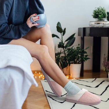 Жіночі тапочки MIXIN з пам'яті піни, теплі в'язані домашні тапочки, зручні сліпони, рожеві, 39 EU