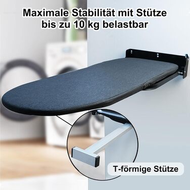 Настінна розкладна дошка для прасування Wandmontierbares Faltbügelbrett, 92 x 31 см, чорна