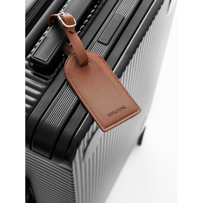 Чемодан ручної поклажі на колесах 35x22x55 см, міцний дорожній чемодан, корпус з полікарбонату, TSA-замок, ідеальний для ручної поклажі, чорний/шампань рожевий