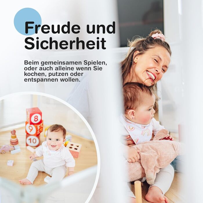 Дитячий манеж BabybeFun, складаний, захисна огорожа, посилена, 2-елементний комплект