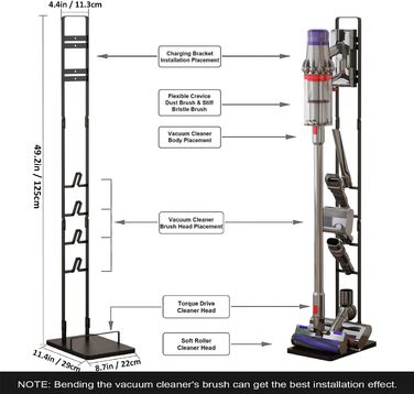 Підставка для пилососів Dyson V15s, V15, V11, V10, V8, V7, V6 - чорна, без свердління