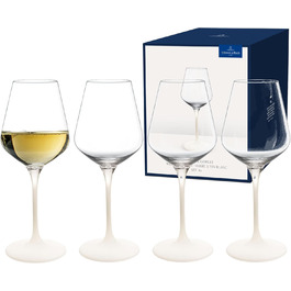Villeroy & Boch – Manufacture Rock White White Wine Glass Set, 4-Piece. White Wine Glasses, Exceptional Glasses, Glasses for Wine, Crystal Glass