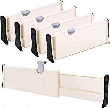 Drawer dividers, 11 inches - 17.1 inches, adjustable dresser, drawer dividers for cutlery and utensils, tray organizer for kitchen, drawer, bathroom, bedroom, office, or dresser, 4 pack