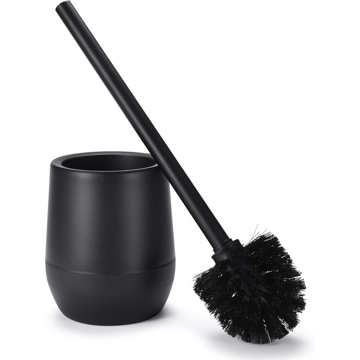 Щітка для унітазу Bamodi з підставкою - чорна, з жорсткою щетиною та довгою ручкою для ретельної та легкої очистки, ідеальна для ванної кімнати та гостьового туалету.