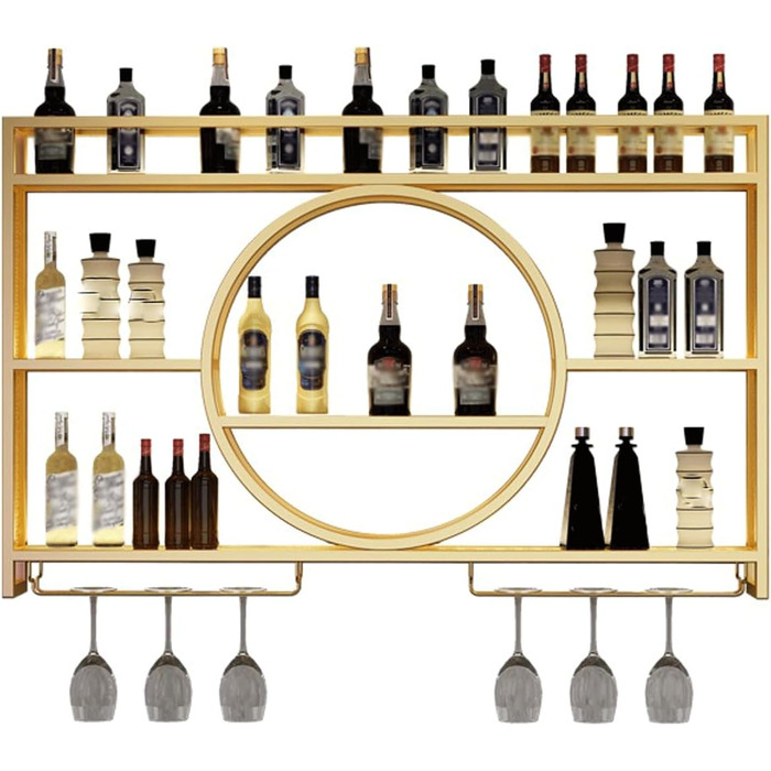 Настінна вітрина для вина Regal Metall: полиця для пляшок, барна вітрина, для бару, ресторану, інтер'єру (золота, 100*15*80)