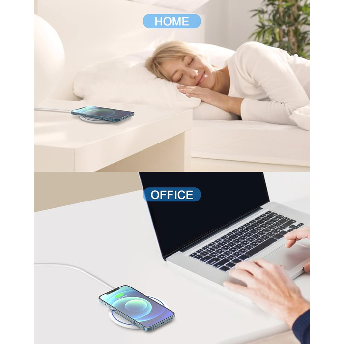 Бездротовий зарядний пристрій NANAMI 20W USB-C PD з адаптером для Samsung Galaxy S25 S24 S23 S22 S21 Ultra Plus, iPhone 17 16 15 14 13 12 11 Pro та Airpods - Білий