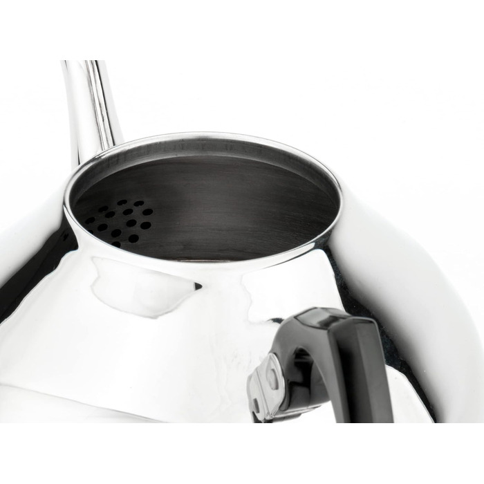 Bredemeijer small single-walled stainless steel teapot, 1.25 liters with black handle