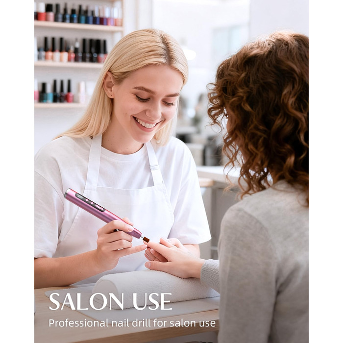 Електрична фрезерна машинка JOREST 13-в-1 бездротова, 35 000 об/хв, 6 режимів - набір для манікюру для гелевих та акрилових нігтів, догляд за нігтями для початківців, рожевий колір