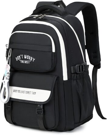Шкільний рюкзак Tanou для підлітків, рюкзак для школи, великий шкільний ранець для дівчаток 4-12 класів, водонепроникний, зручний денний рюкзак для початкової, середньої та вищої школи (Чорний)