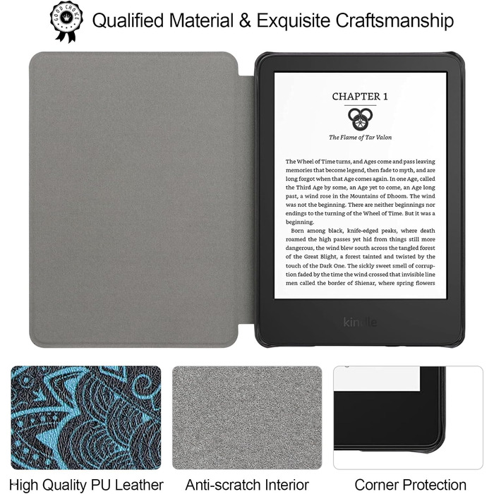 Чохол для Kindle 6' (11-го покоління) 2024/2022 (C2V2L3) - PU шкіра, захисний чохол з авто-сон/пробудження, Smart Cover, Löwenzahn (Блакитна квітка)