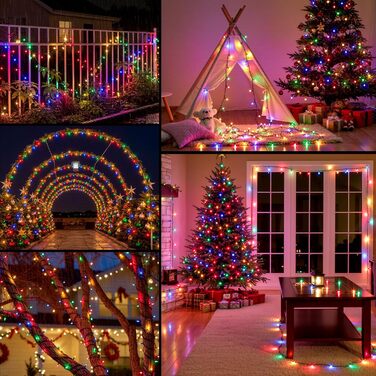 LED гірлянда для прикраси ялинки та декору на балкон/сад: 5м, 150 LED, тепле біле світло, 8 режимів, таймер, пульт, для внутрішнього та зовнішнього використання