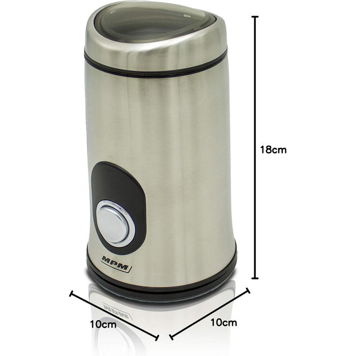 Електрична кавомолка MPM MMK-02M - для помелу кавових зерен, нержавіюча сталь, 150W