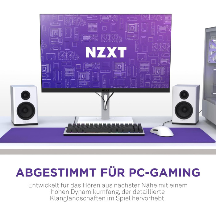 Комп'ютерні колонки NZXT Relay – 80 Вт, повний діапазон звуку, білий колір