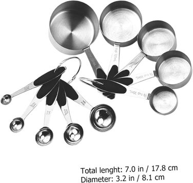 FBHappiness 1 Set Measuring Cup Tool, Stainless Steel Kitchen Cooking Spoon, Seasoning Spoon, Stainless Steel Flour, Practical Ingredient Spoon, Measures, Weight, Metal Dry Scoop