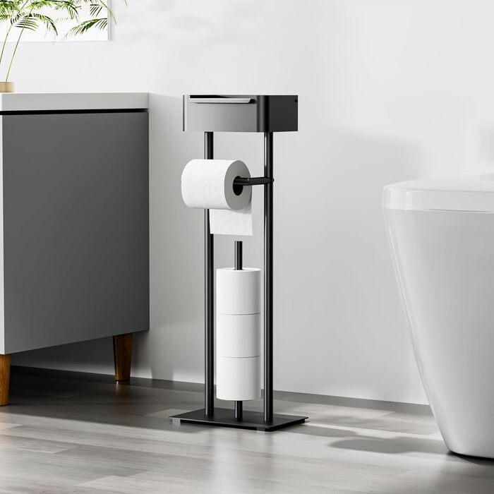 Підставка для туалетного паперу настільна з боксом для вологих серветок, чорна матова – Pro
