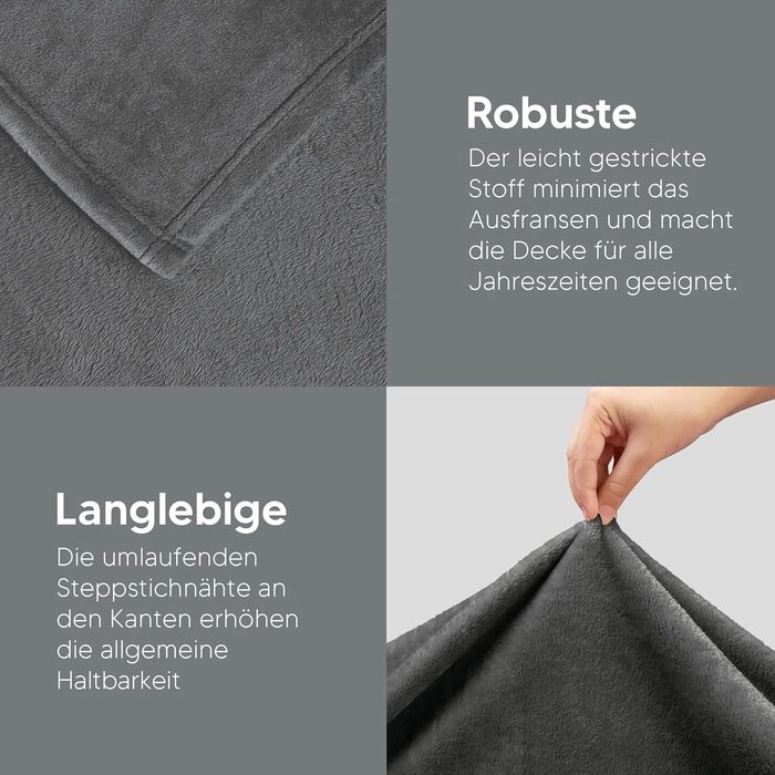 Плед Utopia Bedding: теплий та м'який флісовий плед 200x150 см сірого кольору для ліжка, дивана та крісла