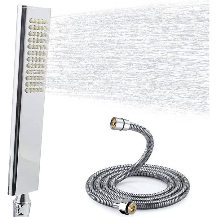 Delnet Classic High-Pressure Showerhead, Chrome, Traditional Telephone Style, Handheld Showerhead and 1.5m Hose (Modern, Polished Chrome)