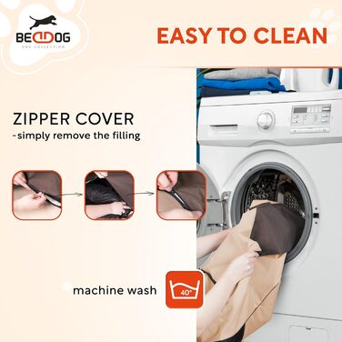 Лягушкове ліжко для собак BedDog Zara, м'яке ліжко-подушка для собак знімним та пральним чохлом, кошик для собак, собаче ліжко-диван, для маленьких собак, S L 70 x 55 x 18 см, світло-пісочний (світло-бежевий)