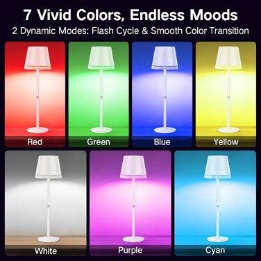 Настільна LED лампа бездротова OUTON з RGB підсвіткою, акумуляторна, сенсорне керування, димування, IP54, чорна (2 шт)