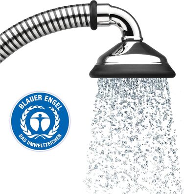 The first showerhead with the Blue Angel eco-label. BUBBLE-RAIN espresso XL. Shower sustainably with our water bubble technology = over 60% water and energy savings. From an alpine manufactory.