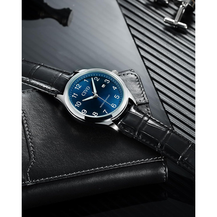 Годинник CIVO для чоловіків: аналоговий, великі цифри, водонепроникний, з датою, підходить для людей з поганим зором - ідеальний подарунок для чоловіків та людей похилого віку (чорний)