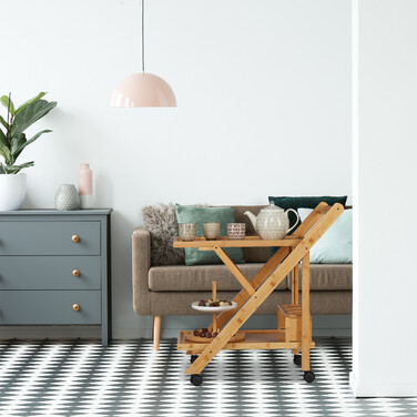 Relaxdays Kitchen Cart Bamboo with 2 Shelves
