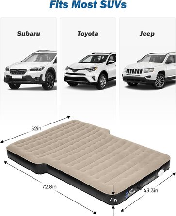 Автоматичний матрац для авто JOYTUTUS, повітряний матрац для SUV з насосом, універсальне автоліжко з 2 подушками для багажника, подорожей/кемпінгу/дому/відпочинку (вбудований насос)