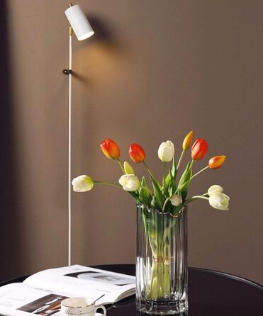 Висока скляна ваза для квітів, велика ваза-циліндр для декору столу (сіра, 12x12x30 см)