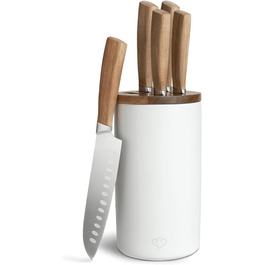 SPRINGLANE Acacia Wood Knife Block Set - 6 Piece German Steel Knives