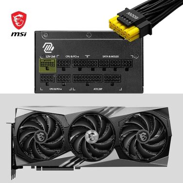 Блок живлення MSI MAG A750GL PCIE5 750W, 80 Plus Gold, повністю модульний, ATX 3.0, підтримка PCIe 5.0, 120мм FDB вентилятор, чорні плоскі кабелі