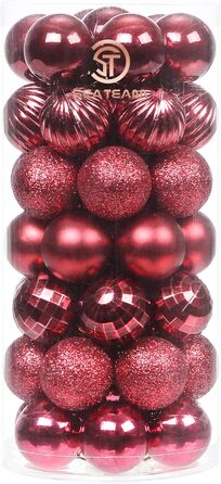 41 штука прикрас для ялинки Sea Team: міцні пластикові кулі з ниткою, 60 мм (блакитний, золотий, червоний), 30 мм